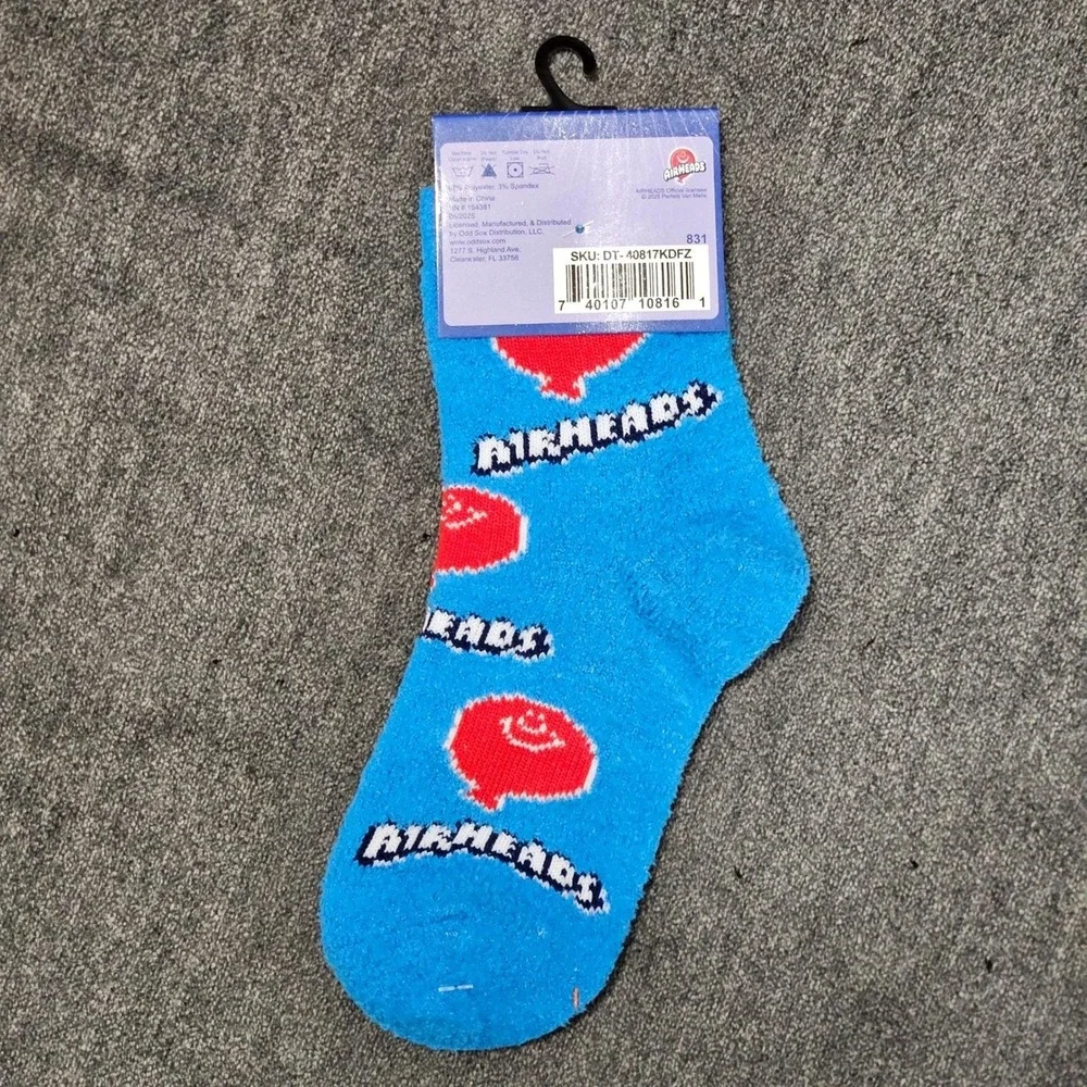 Airheads Cozy Crew Socks Kids Ages 7-10 Blue Candy Character Fun